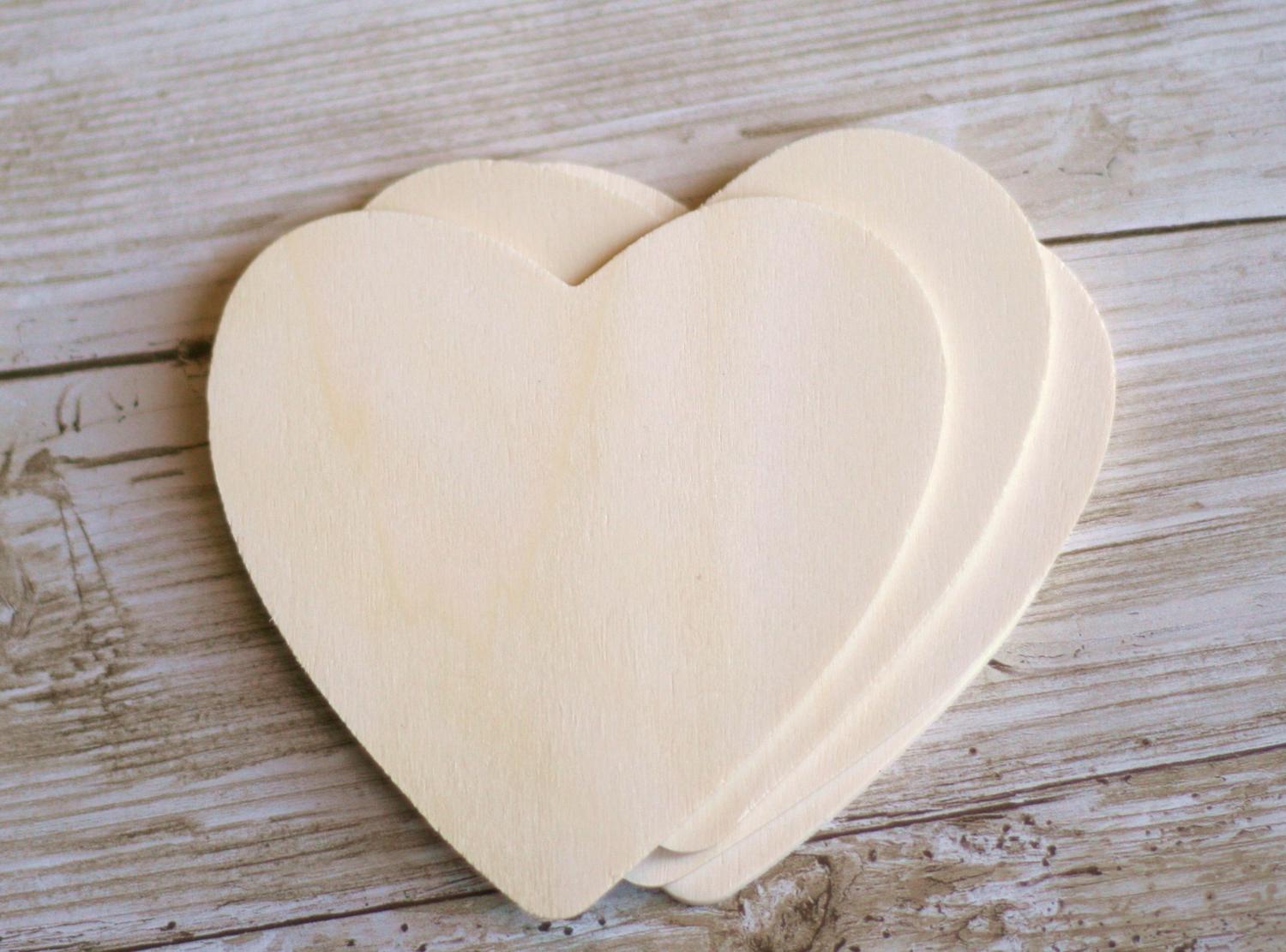 25 Thin Wood Hearts Wedding