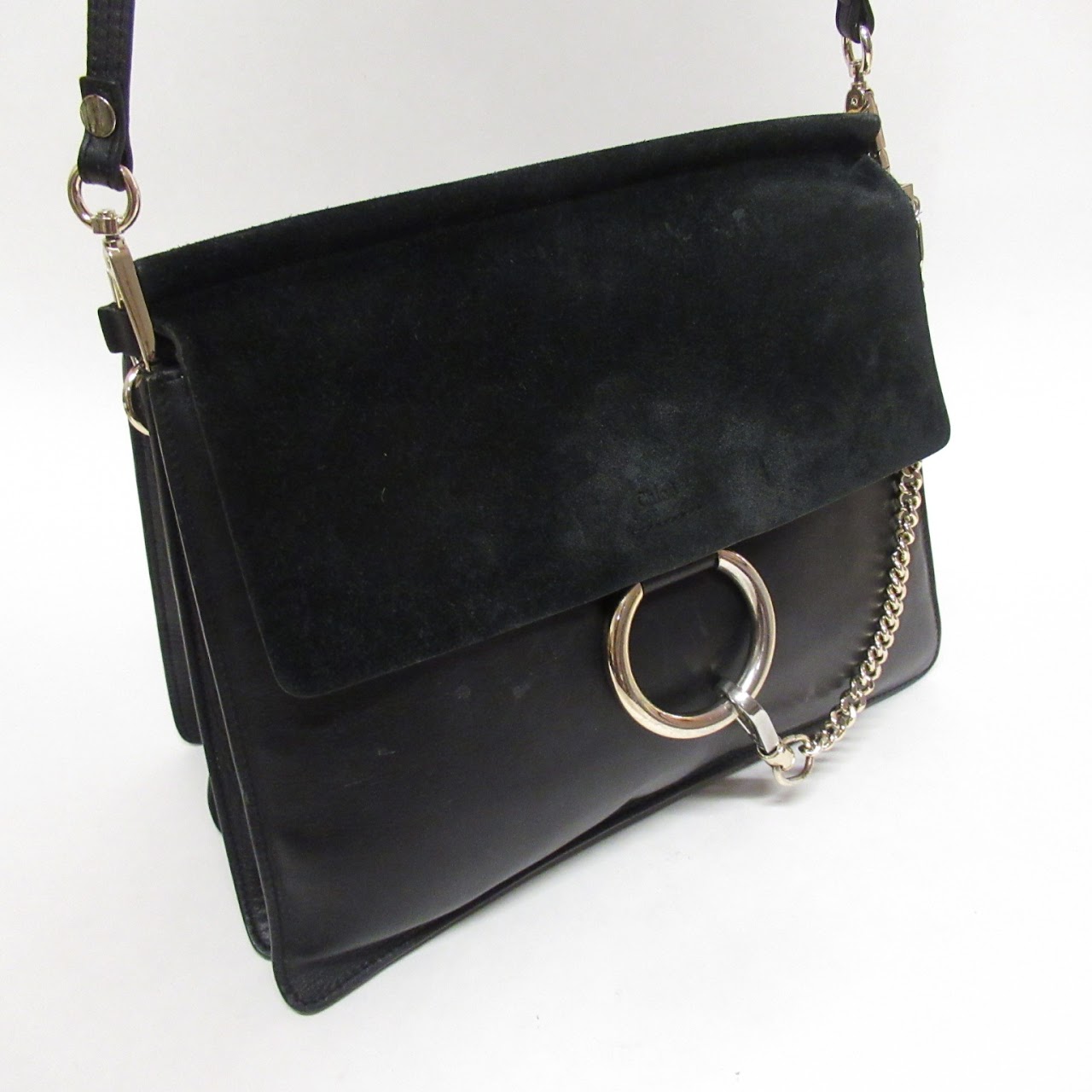 Chloé Black Leather and Suede Shoulder Bag