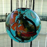 the globe at the Miraikan Museum of Emerging Science and Innovation keeps changing in Odaiba, Japan 