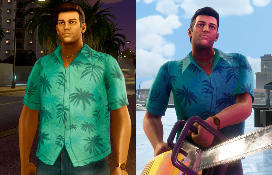 Tommy e Claude ainda não sabem nadar em GTA: The Trilogy