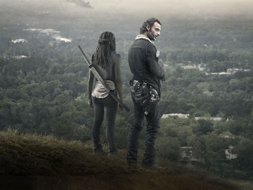 Michonne and Rick looking out at a larger world