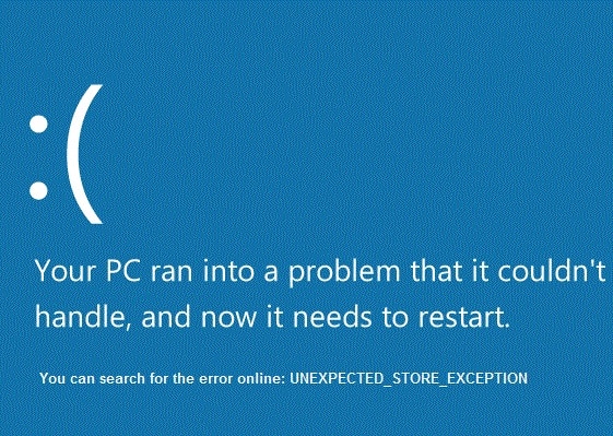 Windows10で予期しないストア例外BSODを修正