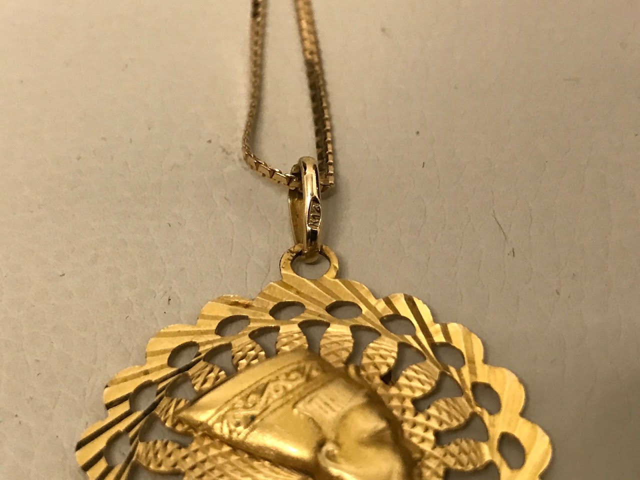 14K Gold Egyptian Pendant Necklace