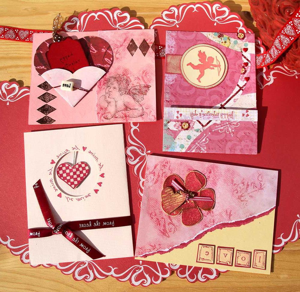 Pink Valentine Card Set of 4