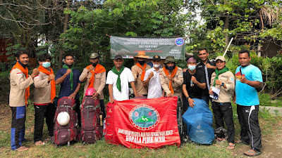 Peringati Sumpah Pemuda Ke - 93 Tahun, Kopala Pidie Kibarkan Bendera Raksasa di Air Terjun Guda Meuh Aceh