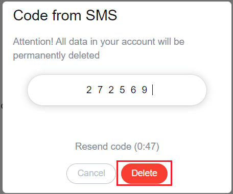 klik op de optie Verwijderen in de code voor SMC-prompt.  Hoe u uw ICQ-account permanent kunt verwijderen