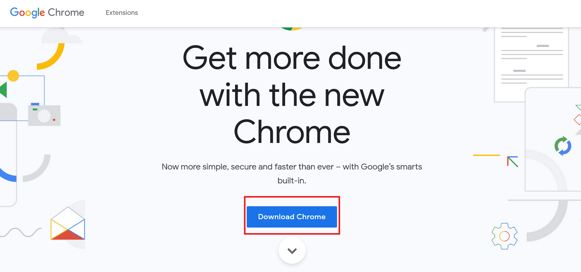 Chrome 다운로드 버튼을 클릭하여 최신 버전의 Chrome 설치 프로그램을 다운로드합니다.