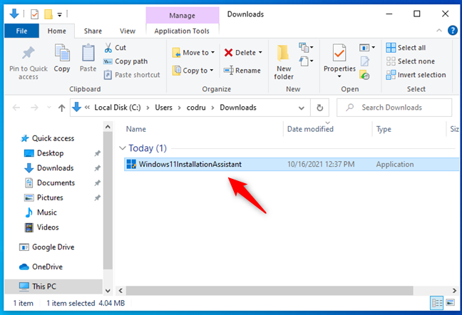 Fare doppio clic sul file Windows11InstallationAssistant.exe