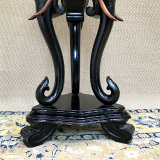 Anglo-Indian Carved, Ebonized Elephant Stand