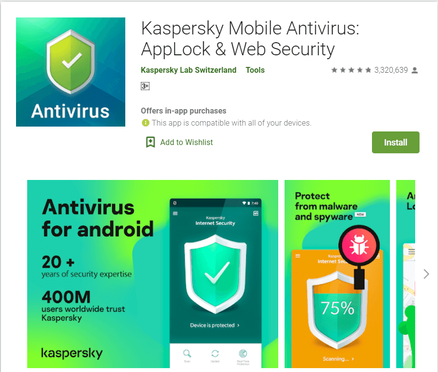 Kaspersky Mobile Antivirus |  Le migliori app per la rimozione di adware