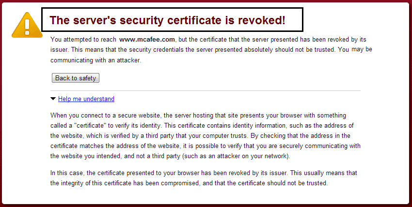 réparer le certificat du serveur a été révoqué dans chrome