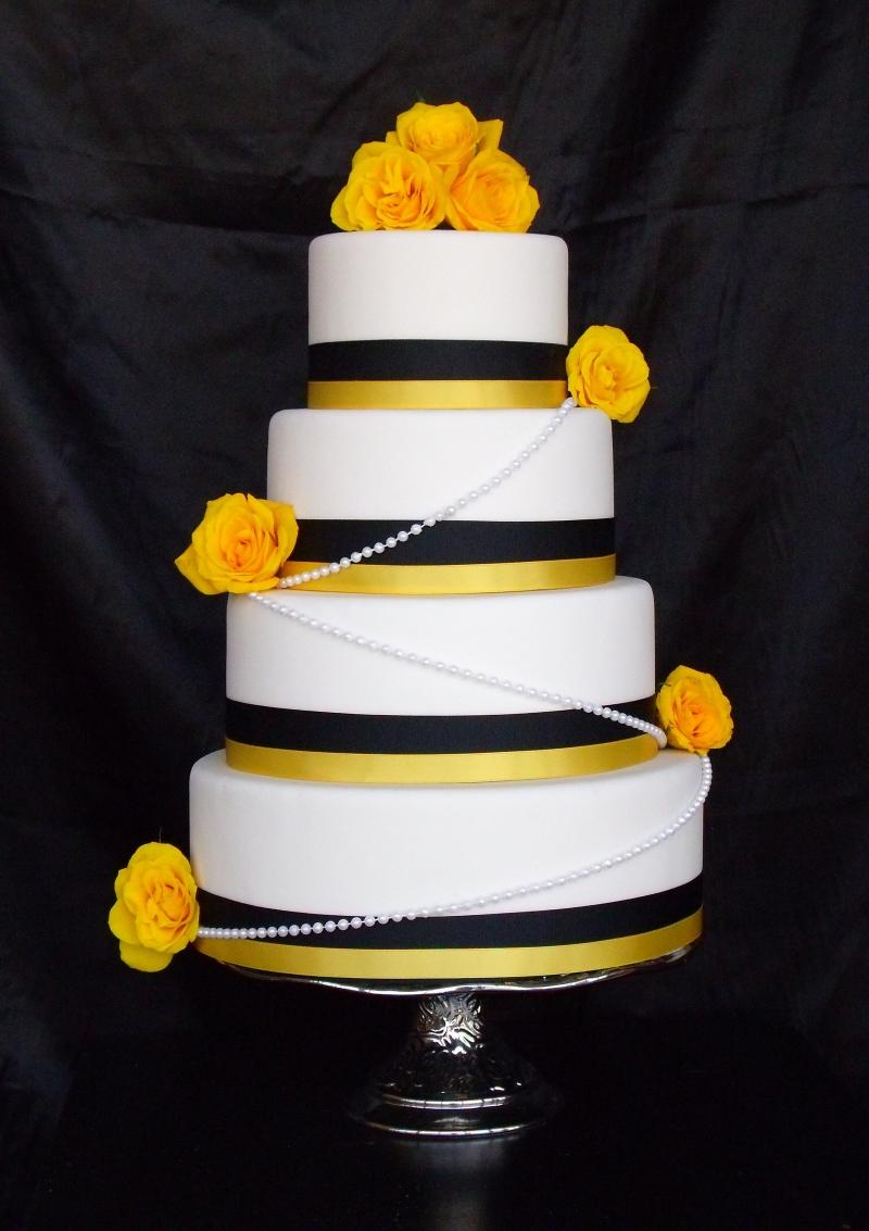 Black and Yellow Wedding Cake