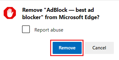 eliminar la extensión adblock de microsoft edge.  Solucione el problema de seguridad de INET E