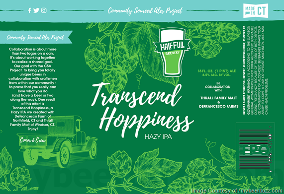 Half Full Brewery, Thrall Family Malt * Defrancesco Farms Collaborate On Transcend Hoppiness Cans