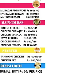 Delhi Mughlai menu 1