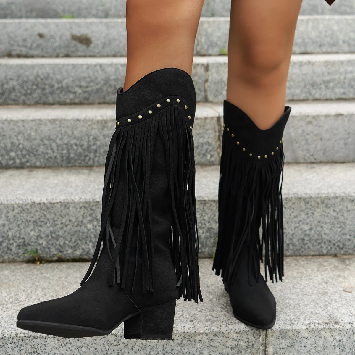 Title 3, Damen Stiefel mit spitzer Zehenpartie, Blockabs...