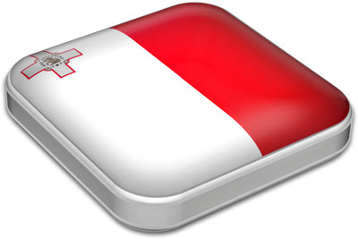 Flag of Malta with metallic square frame