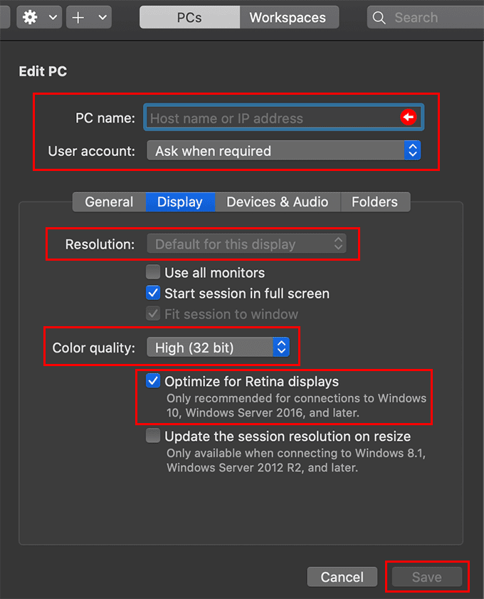 [Retinaディスプレイ用に最適化]チェックマークおよびその他の表示設定