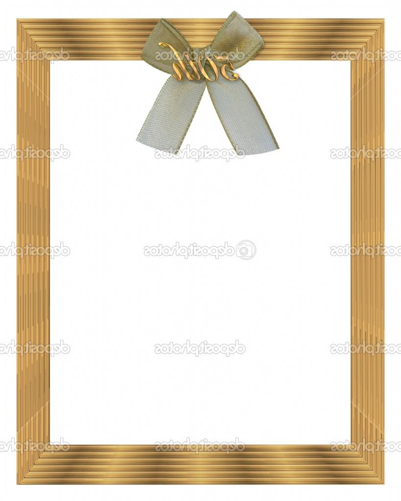 Image and illustration composition gold frame with decorative bow for 50th