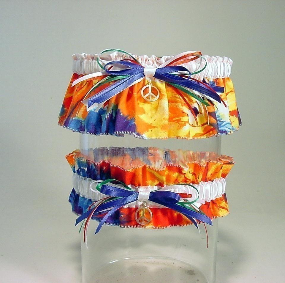 Wedding garter set TIE DYE