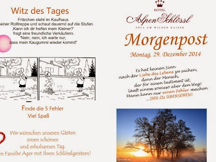 Morgenpost am 29. Dezember 2014 Es hat keinen Sinn nach der Liebe des Leben...