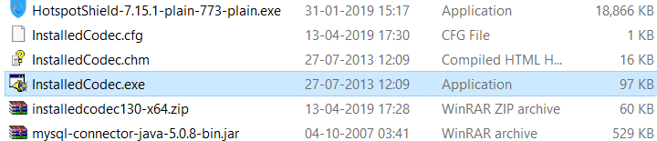 fare clic sul file exe dopo l'estrazione con il nome di InstalledCodec.exe