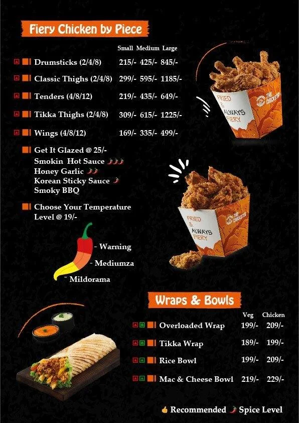 The Chickster menu 