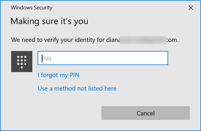 Use un PIN para verificar su identidad