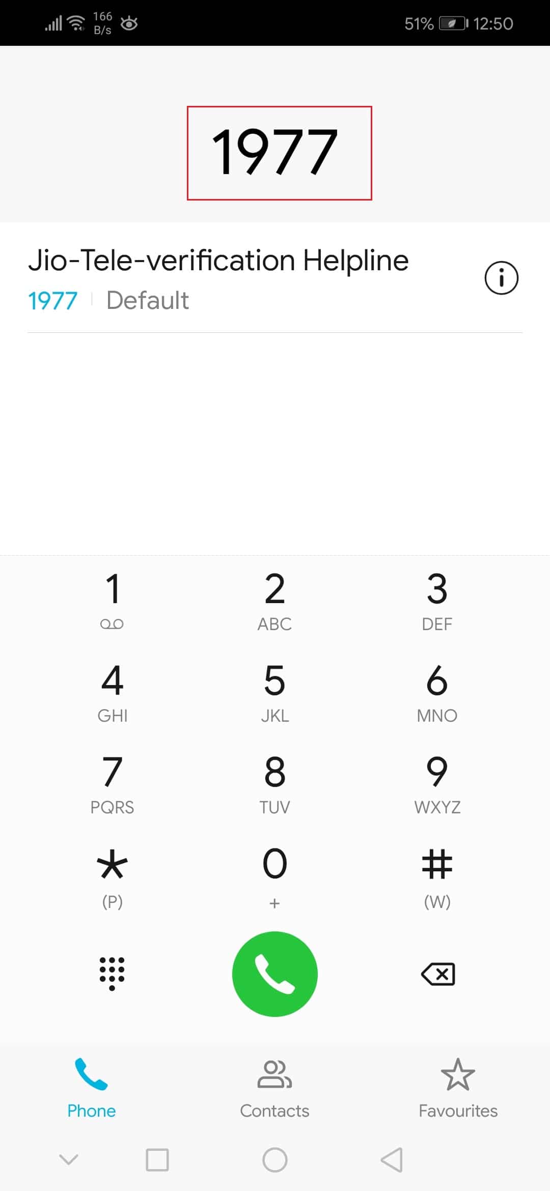 vytočte číslo 1977 a teleově ověřte Jio SIM v telefonu Android
