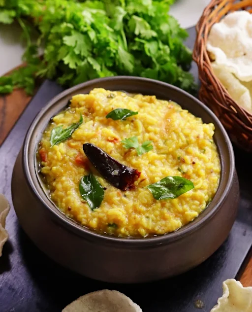 Rasam Rice Bowl + Tomato Chutney, Coconut Chutney And Gunpowder)