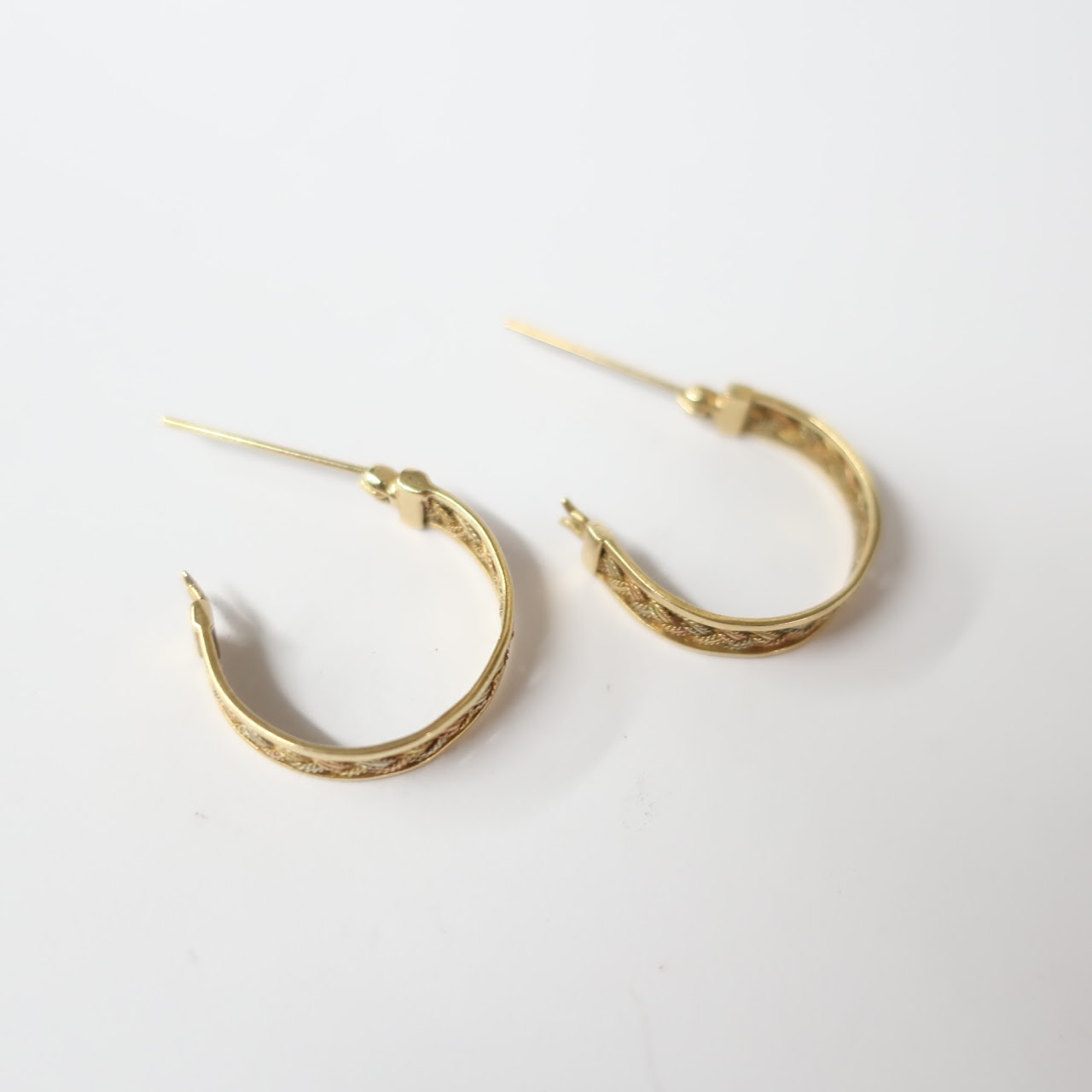 14K Gold Braided Hoop Earrings