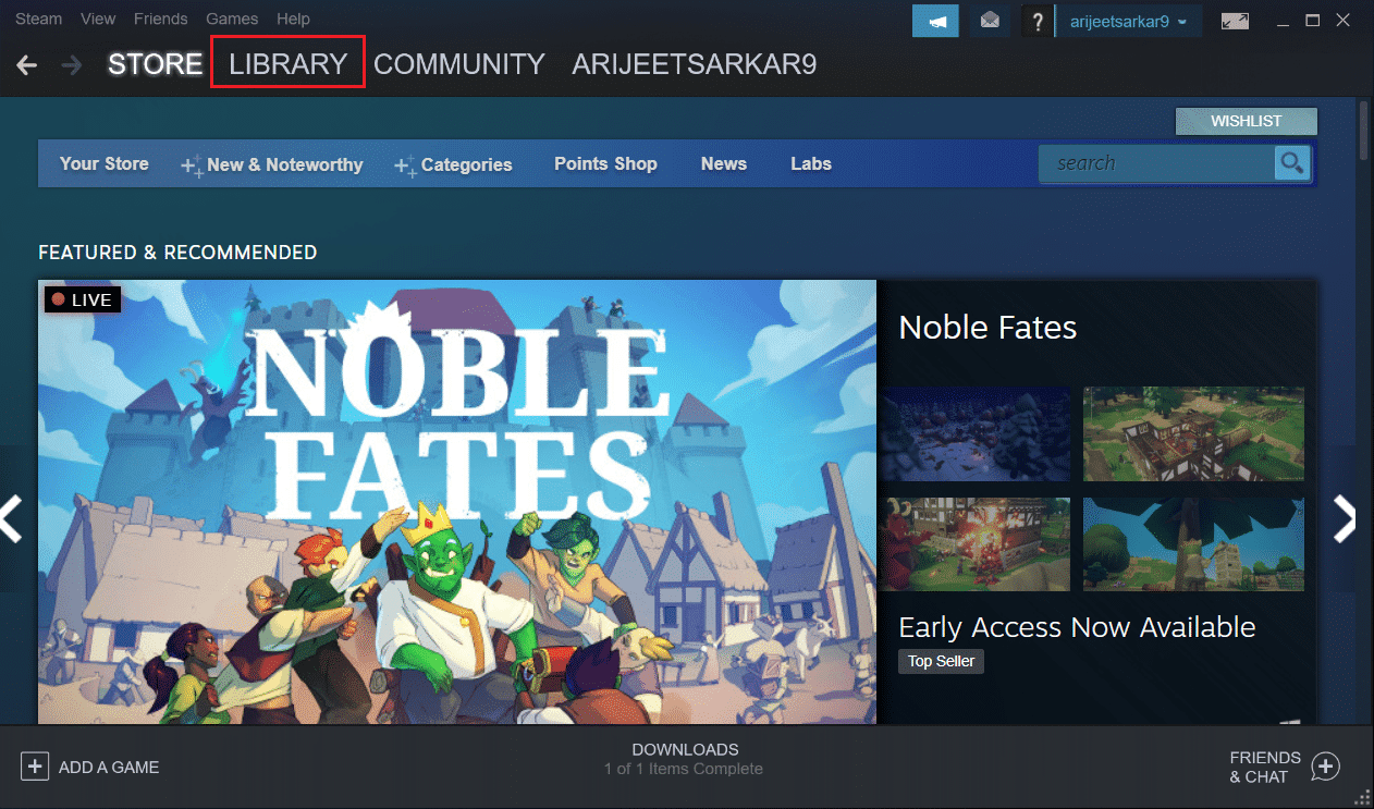 คลิกที่ LIBRARY ในหน้าต่าง Steam  วิธีถอนการติดตั้ง Steam Games