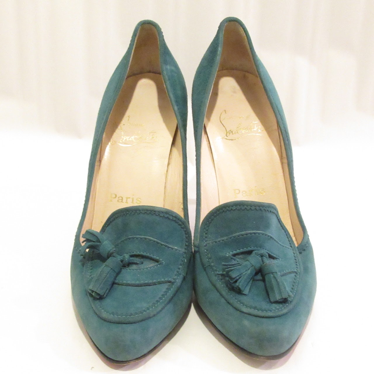 Christian Louboutin Teal Suede Pumps