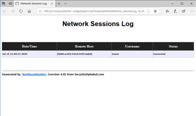 NetShareMonitor: บันทึกเซสชันเครือข่าย