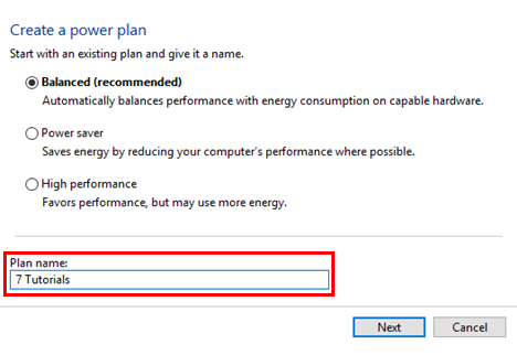 Energieschema, Aanmaken, Aangepast, Windows