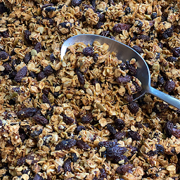 Banana, Date & Coconut Granola with Natural Yoghurt & Rhubarb