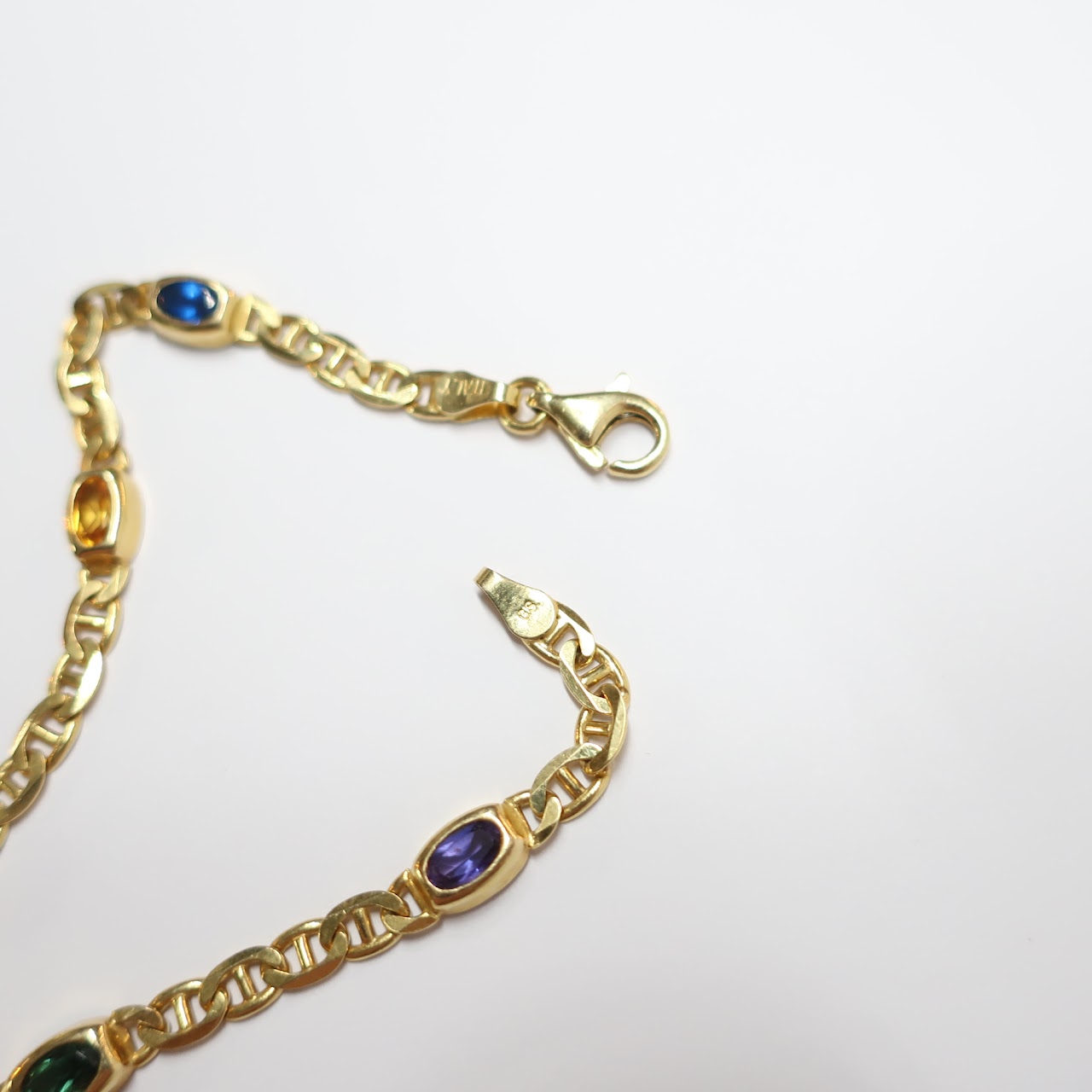 14K Gold & Multi Colored Stone Necklace & Braclet