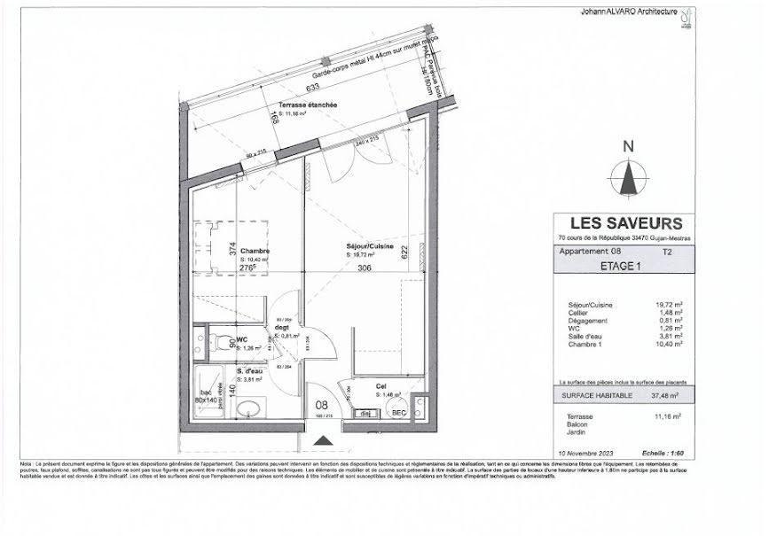 Vente appartement 2 pièces 37 m² à Gujan-Mestras (33470), 210 000 €