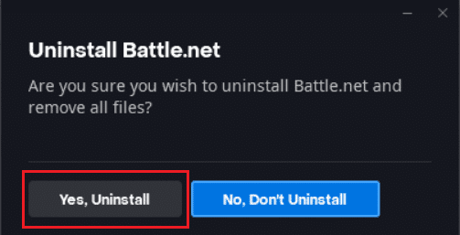 Oui, option de désinstallation.  Correction de Battle.net en attente d'un autre problème d'installation ou de mise à jour