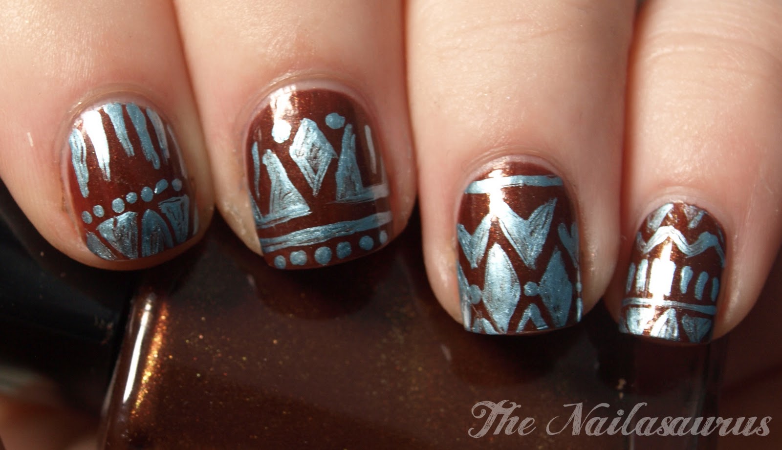 Watercolour Aztec nail art – Jolene Tay