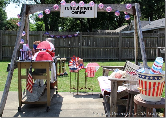 Red white and blue outdoor refreshment center