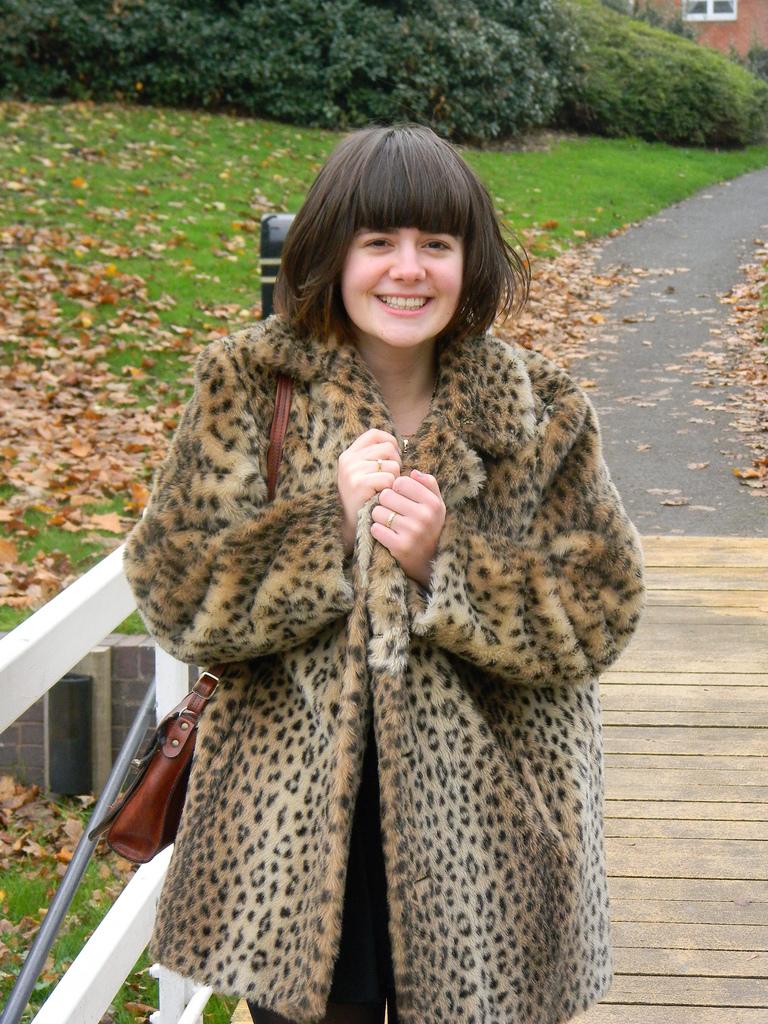 Leopard print faux fur coat: