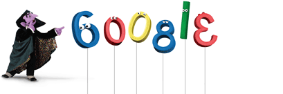 Doodle de Google con "Count-the-Count" (el Conde Drácula) para conmemorar el 40 aniversario de Barrio Sésamo (Sesame Street) Doodle de Google con "Count-the-Count" (el Conde Drácula) para conmemorar el 40 aniversario de Barrio Sésamo (Sesame Street)
