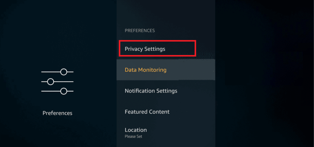 Preferencias Privacidad Configuración Firestick