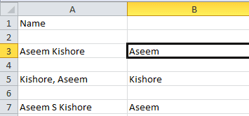 sobresalir nombres separados