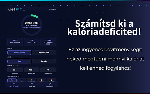 Ingyenes Kalóriadeficit Kalkulátor - GetFIT App screenshot 1
