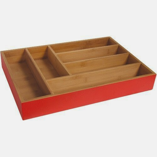  Island Bamboo Hue Red Large Flatware Tray