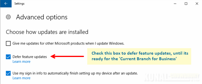 How to temporarily defer installing Windows 10 Creators Update for few months? (www.kunal-chowdhury.com)