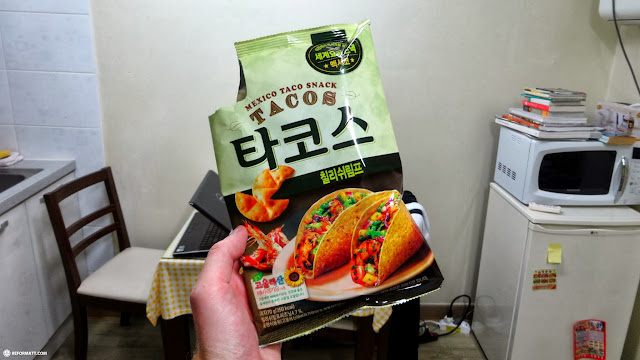 eating Mexican taco snacks at my apartment in Hongdae, Seoul in Seoul, South Korea 