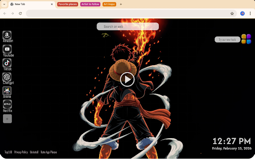 Monkey D Luffy Live Wallpaper + AI Extensions New Tab screenshot 1